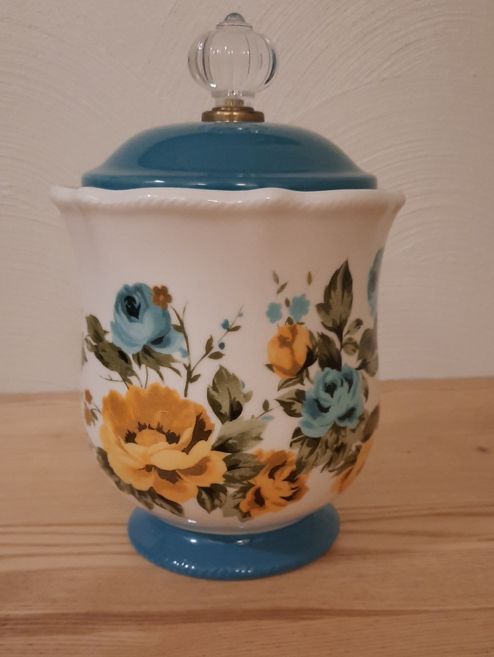 The Pioneer Woman Turquoise-Top Floral Ceramic Canister